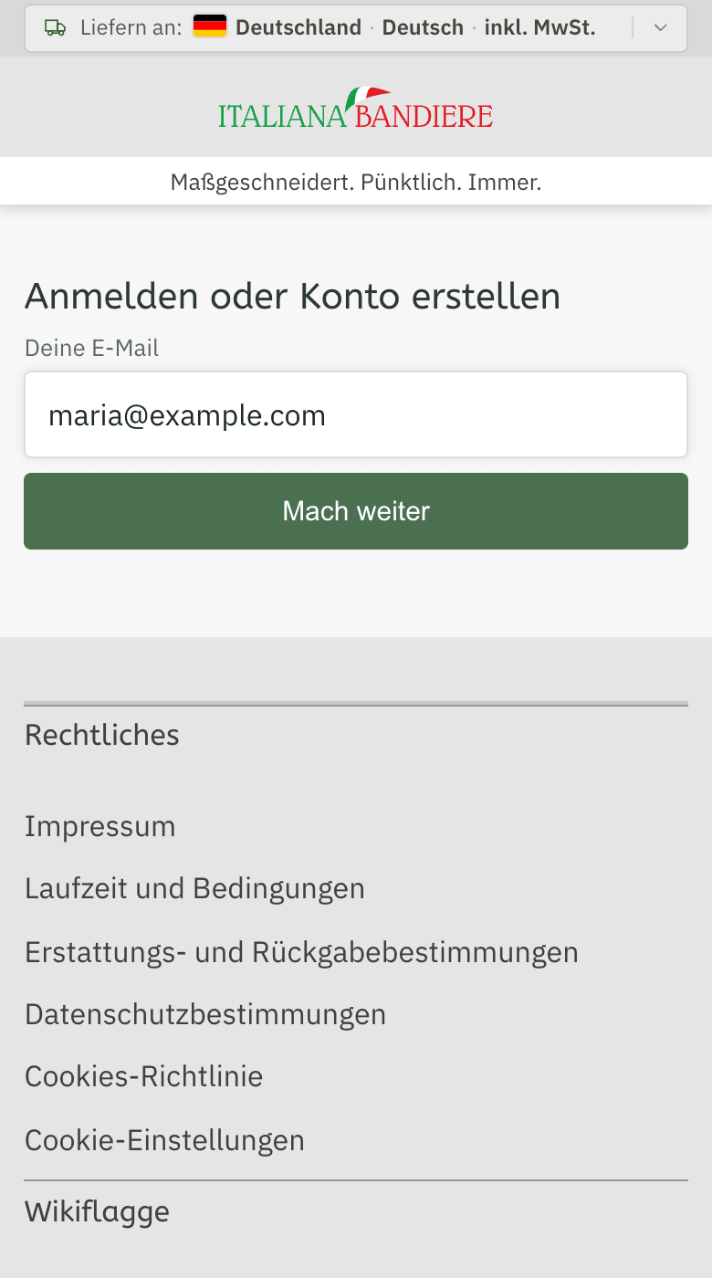 The page My account with the field «Your email» and the button «Continue»