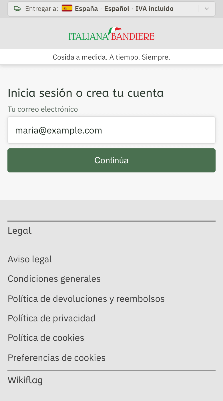 The page My account with the field «Your email» and the button «Continue»