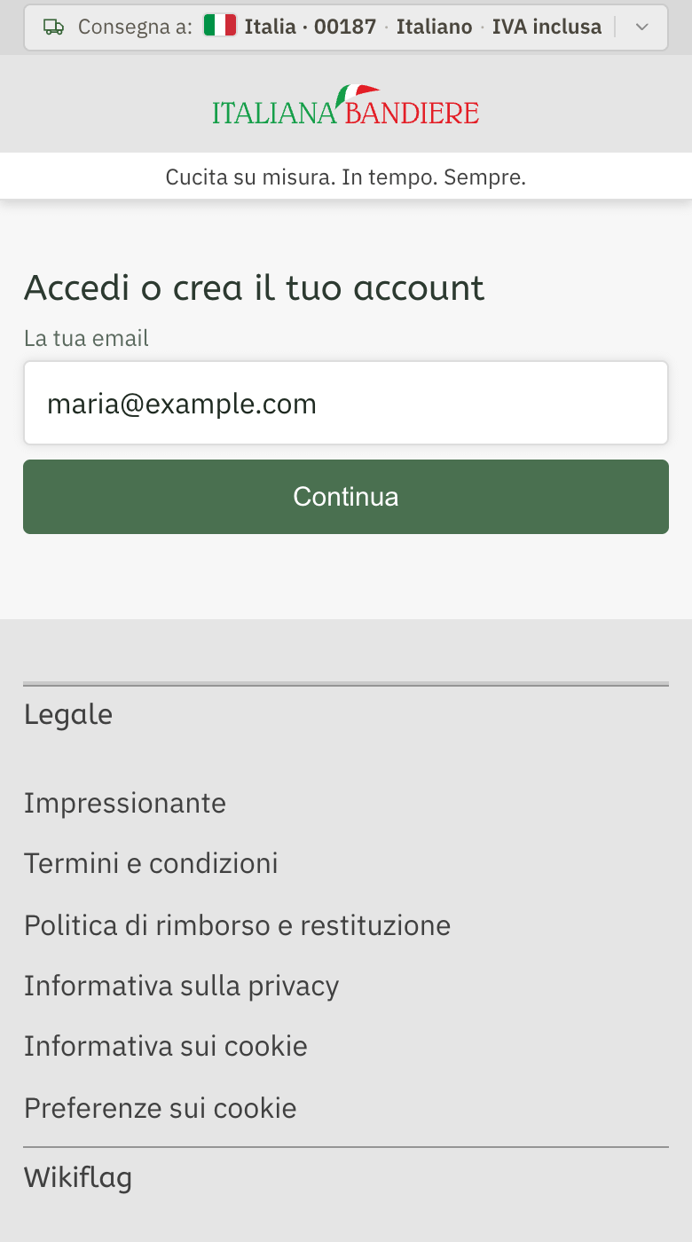 The page My account with the field «Your email» and the button «Continue»