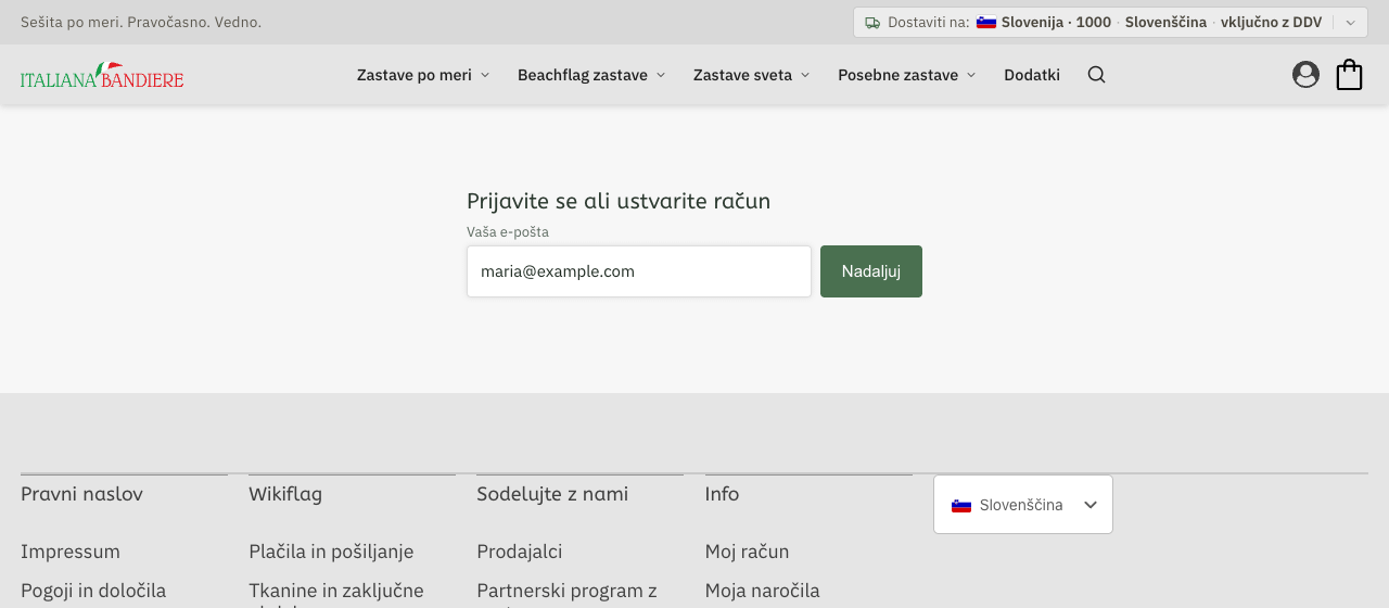 The page My account with the field «Your email» and the button «Continue»