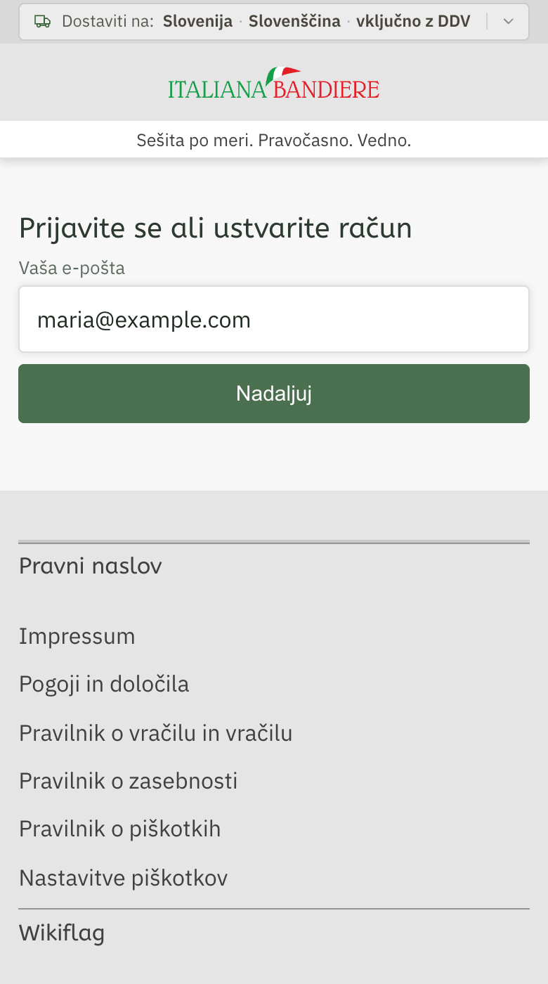 The page My account with the field «Your email» and the button «Continue»